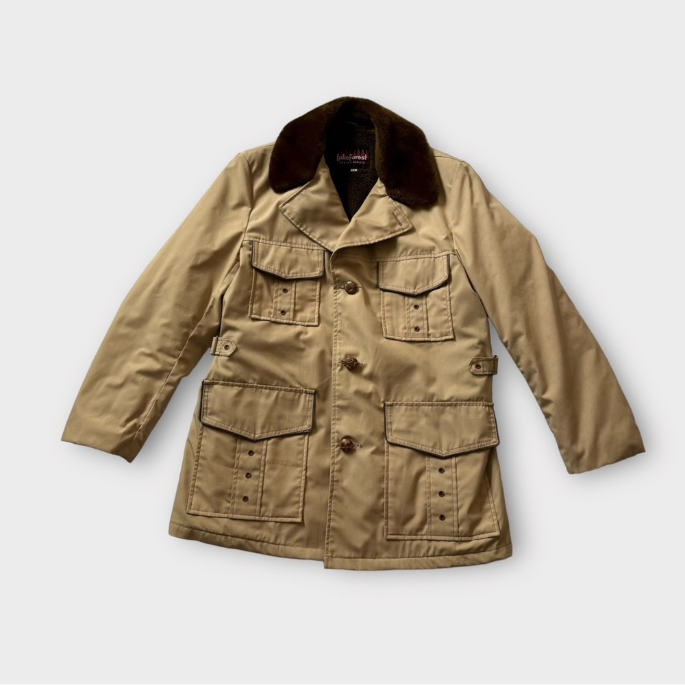 Vintage 70s/80s tan jacket with brown fur lining and collar